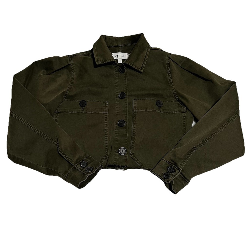 Frame Women's‎ Green Unlined Oversized Pocket Utility Jacket Coat Size Extra S